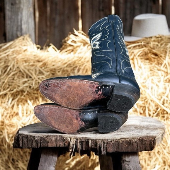 Women’s Size 6 C - Justin Vintage Tall Cowboy Western Boots Butterfly Inlays - Picture 6 of 6